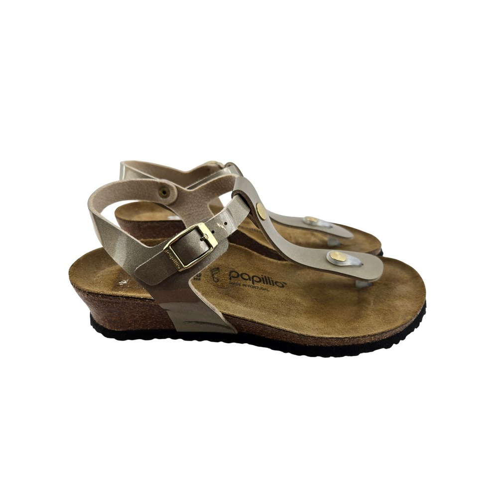 Birkenstock Papillio Ashley Metallic‎ Copper T-Strap Wedge Sandals 39 8-8.5